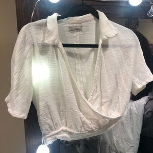 cropped collared white shirt
